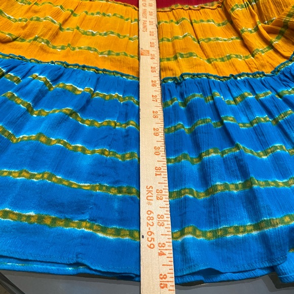Lauren Ralph Lauren Tiered Boho stripped Maxi gypsy Skirt Size L - Picture 8 of 9